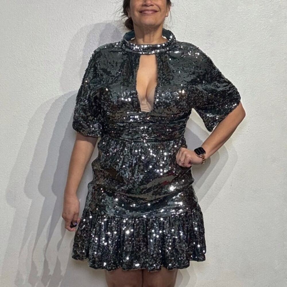 Jovani Green Sequin Mini Cut Out Dress Sz 10 NWT
